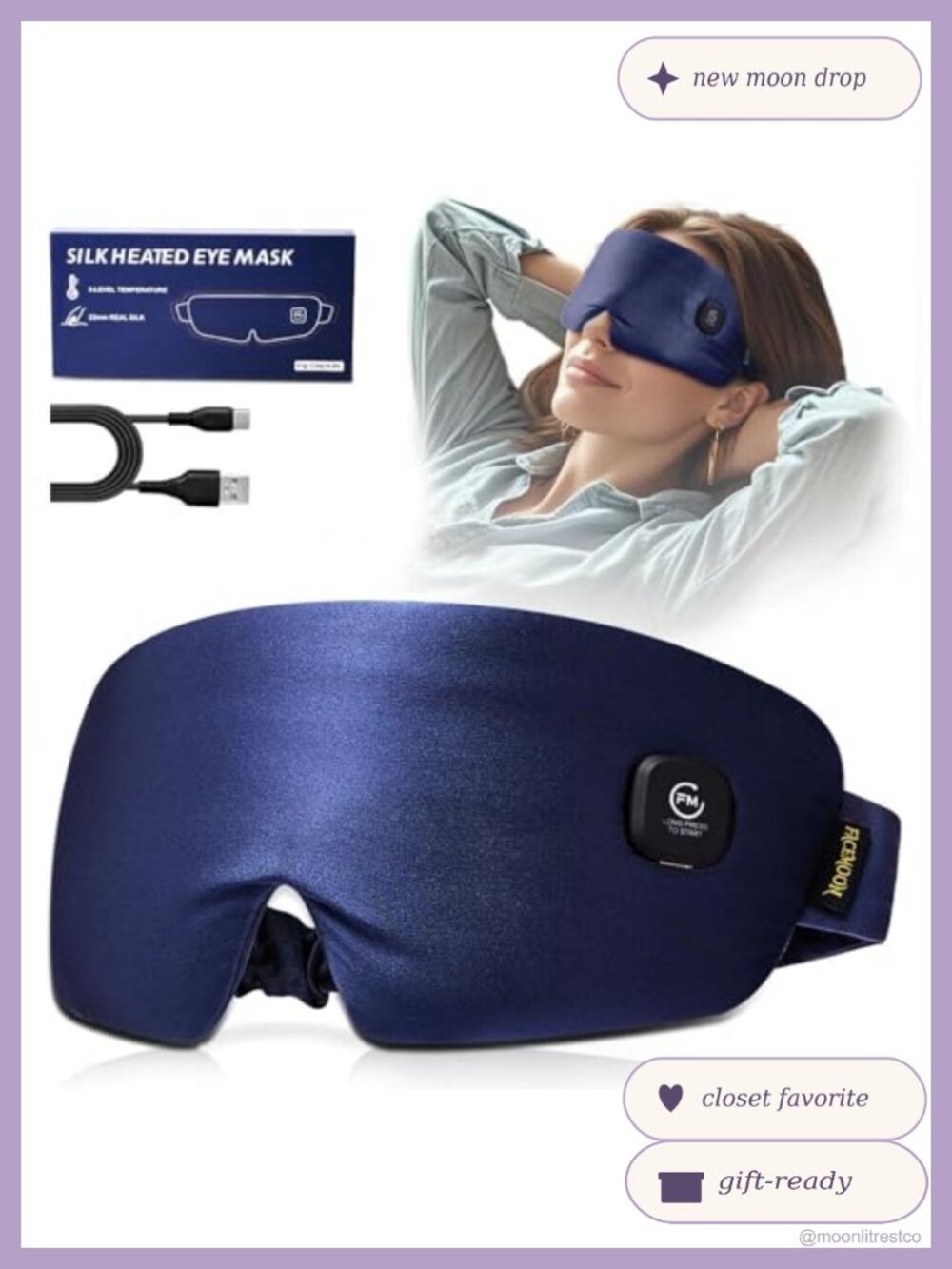 Heated Eye Mask Mulberry Silk Cordless Warm Compress for Dry Eyes
